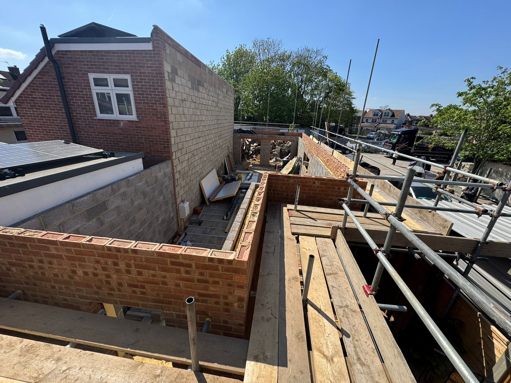 Scaffolding for New build in east London